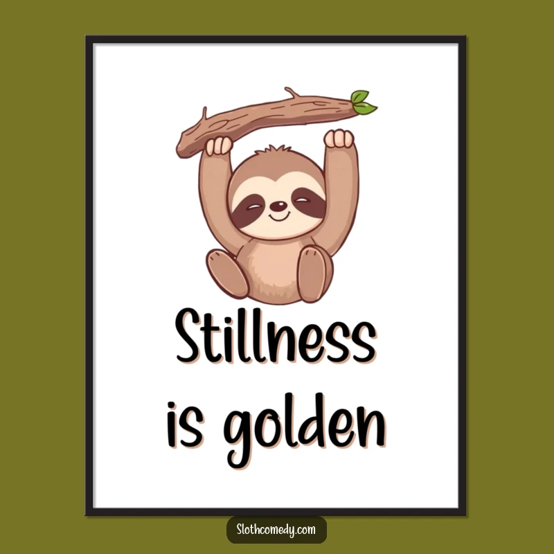 Funny Kawaii Sloth Digital Art: Slow Smile, Branch Hang, Instant Chill Gift