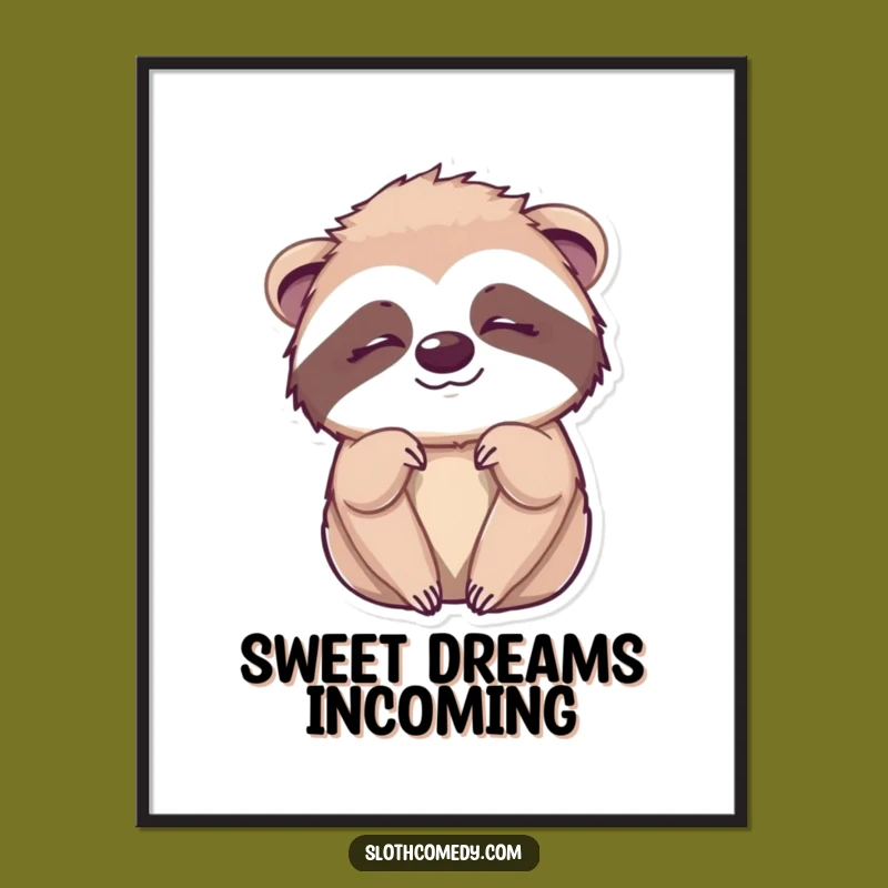 Funny Kawaii Sloth Wink Digital Art - Sleepy Sloth Printable, Instant Funny Gift