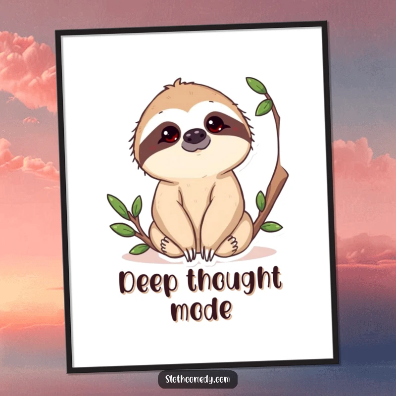 Funny Sloth Digital Art Print featuring a curious sloth observing its surroundings, ready to be printed and hung for instant humorous decor.