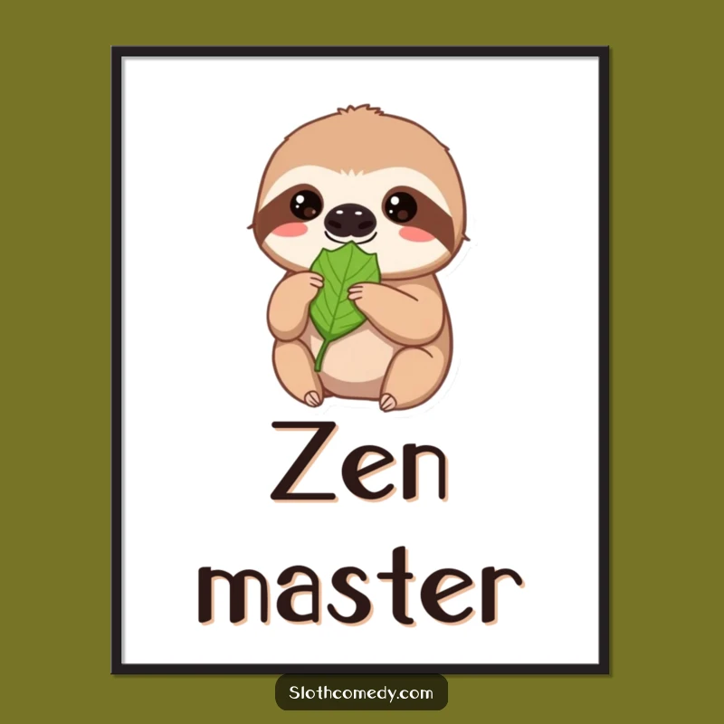 Funny Sloth Digital Art: Patiently Offering Leaf for Instant Joy