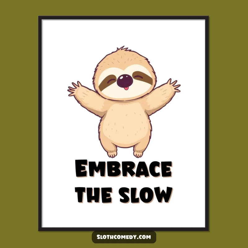 Funny Sloth Hug Digital Art - Instant Warm Decor, Perfect Gift