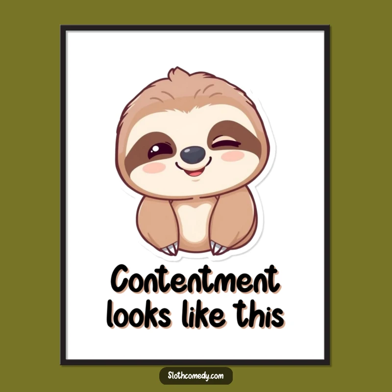 Funny Sloth Smile Digital Print - Hilarious Slow Blink Art