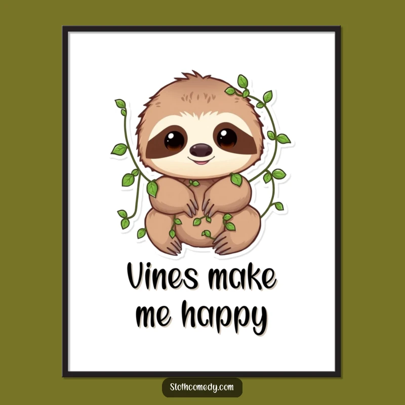 Funny Vine Sloth Print: Instant Nature Charm - Perfect Funny Gift
