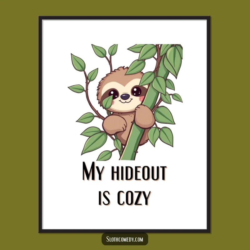 Funny Kawaii Sloth Digital Art Print - Instant Playful Charm for Your Walls