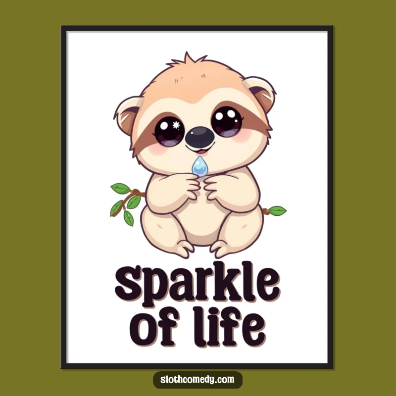 Magical Sloth Digital Art - Sparkling Eyes Sloth Print for Enchanted Decor