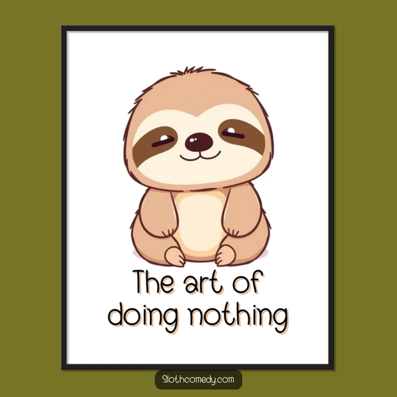 Funny Kawaii Sloth Digital Art Print - Instant Whimsy and Humorous Relaxation