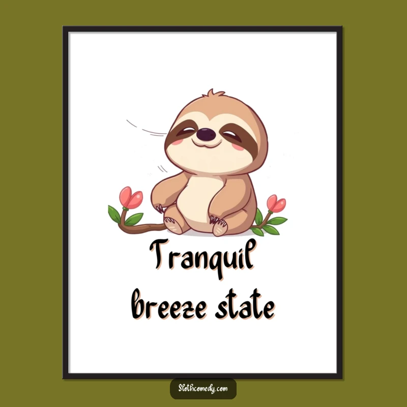 Funny Peaceful Sloth Digital Art: Instant Calm Art, a Downloadable Funny Gift