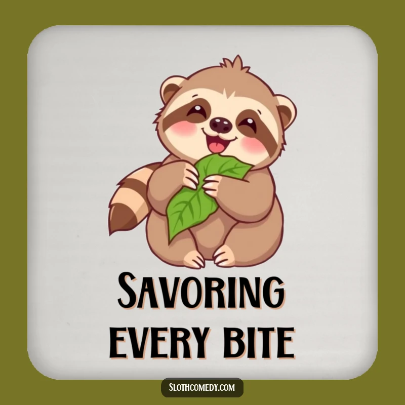 Funny Kawaii Sloth Coaster Set - Joyful Munching Table Humor