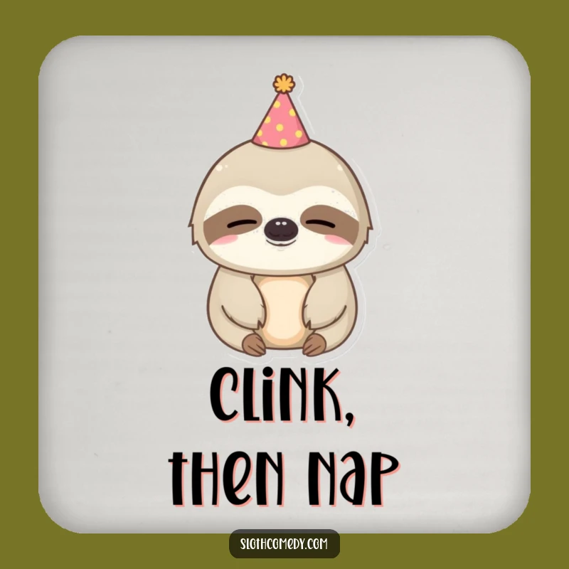 Funny Kawaii Sloth Coaster Set: Sleepy Party Protection, Hat Art, Cute Gift