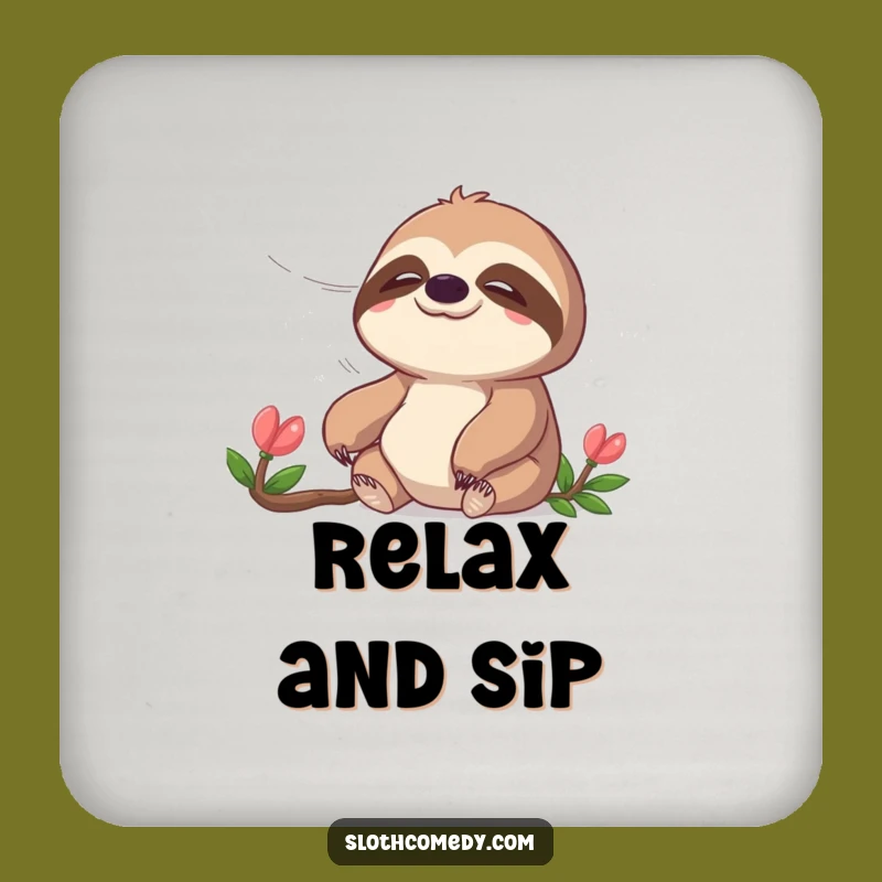 Funny Peaceful Sloth Coaster: Protect Surfaces with Calm Humor, a Tiny Funny Gift
