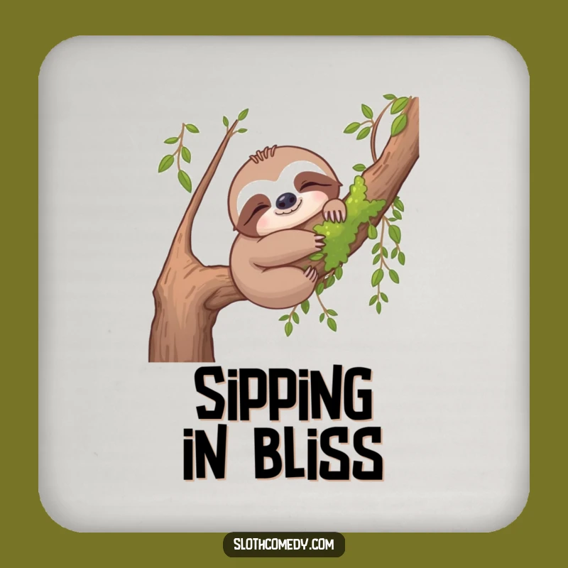 Funny Sloth Coaster - Content Mossy Branch Hug Protector, Gift