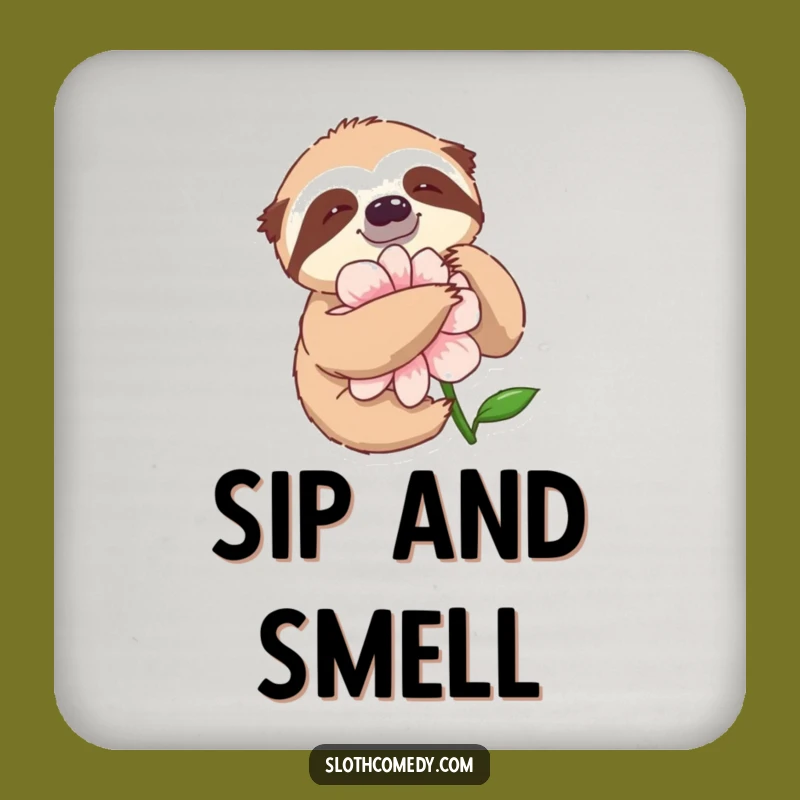 Funny Sloth Flower Hug Drink Coaster: Protect Surfaces with This Hilarious Nature Decor
