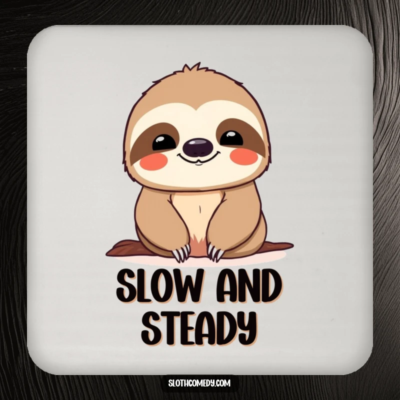 Funny Drink Coaster: A smiling sloth is enjoying a slow descent, a humorous addition to any beverage setting.