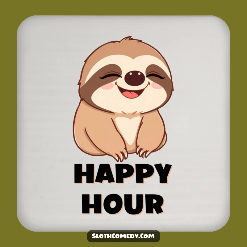 Funny Sloth Grin Coaster - Protect Surfaces with Slow Blink to Wide Smile Art