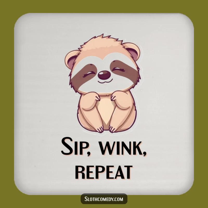 Funny Kawaii Sloth Wink Coasters - Sleepy Sloth Drink Mats, Cute & Hilarious Gift