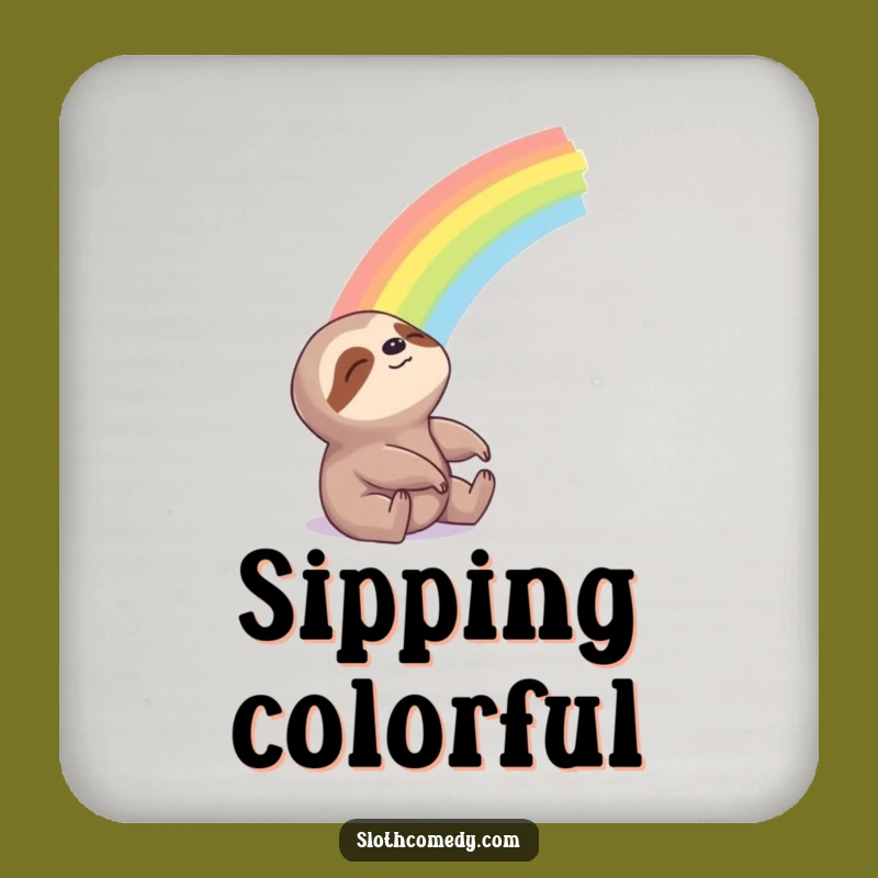 Funny Sloth Rainbow Drink Coaster: Protect Surfaces with This Hilarious Hopeful Decor