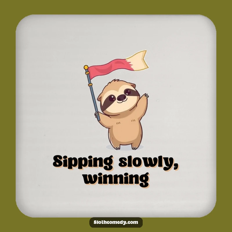 Funny Sloth Flag Coasters: Protect & Amuse, Set of Funny Gifts