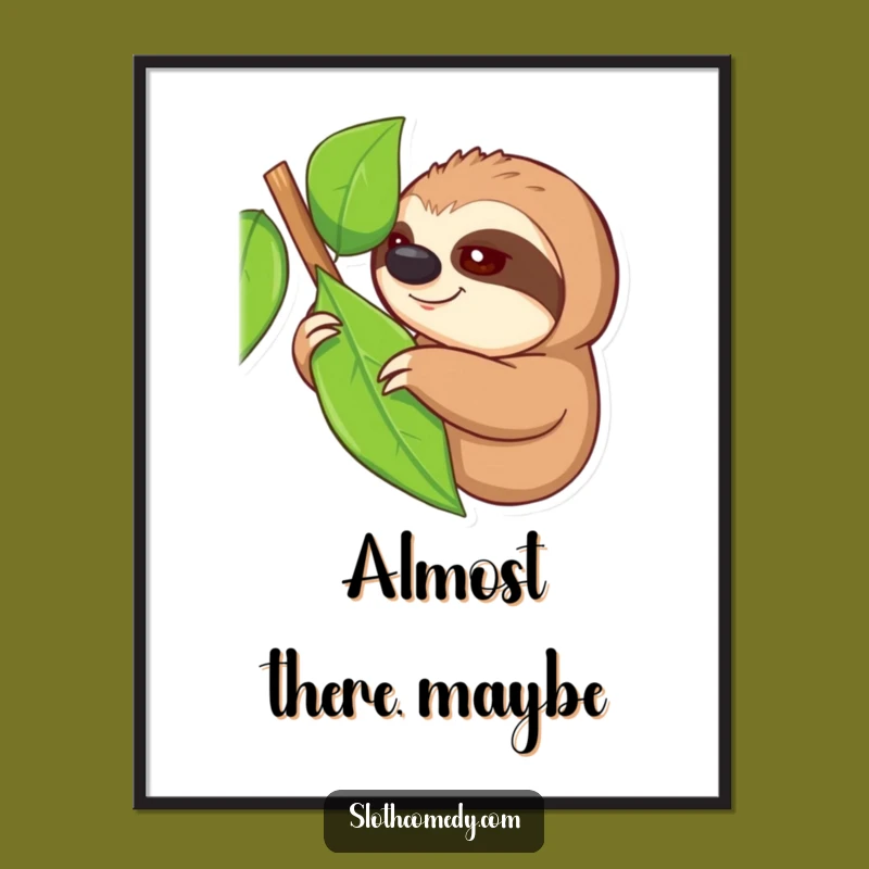 Funny Reaching Sloth Poster: Slow Determination Art, a Motivational Funny Gift