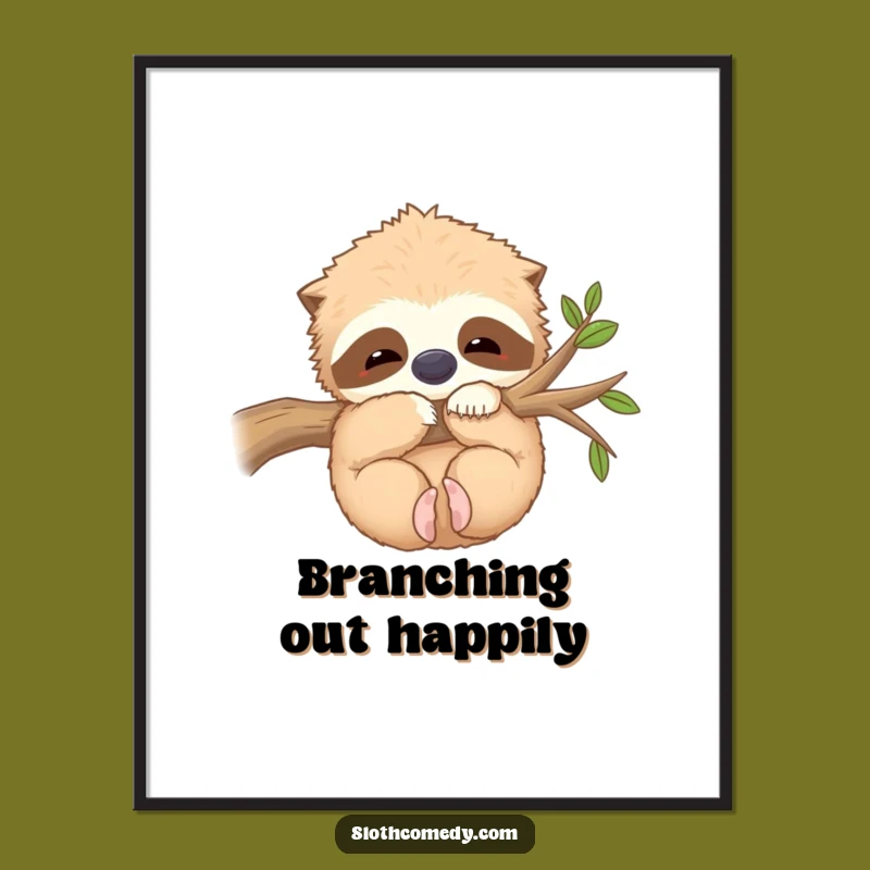 Funny Kawaii Sloth Hug Poster: Cozy Art, Memorable Funny Gift!