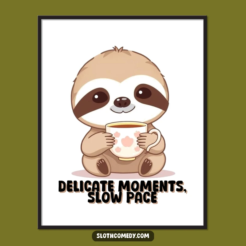 Funny Sloth Tea Time Poster: Decorate with Elegance and Comedy, Art Gift