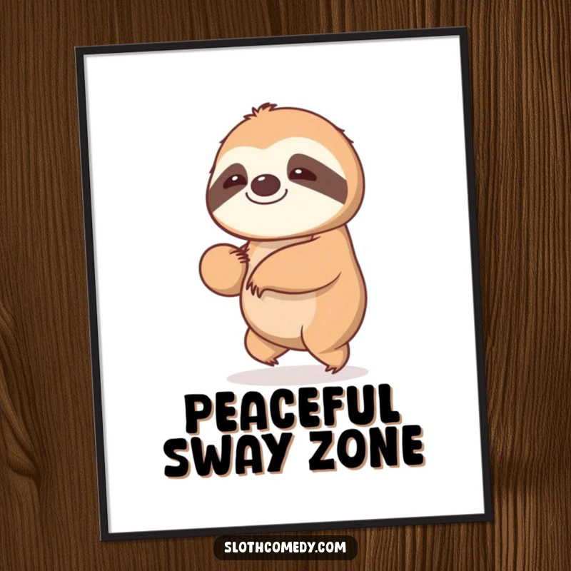 Funny Kawaii Sloth Poster: A sloth sways gently, bringing humorous tranquility and relaxation to wall art.