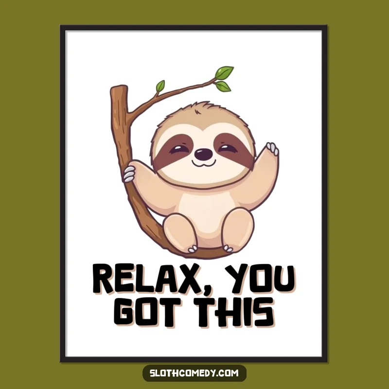 Funny Kawaii Sloth Poster - Hanging Character Art, Relaxed Funny Gift Decor