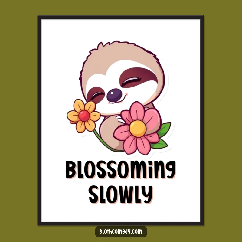 Funny Sloth Wink Poster: Gentle Observation Art - Quirky Wall Decor Gift