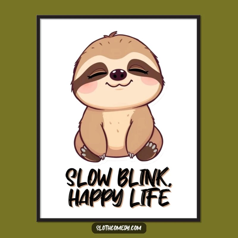 Funny Slow Blink Sloth Poster: Contentment for Your Walls - Perfect Funny Gift