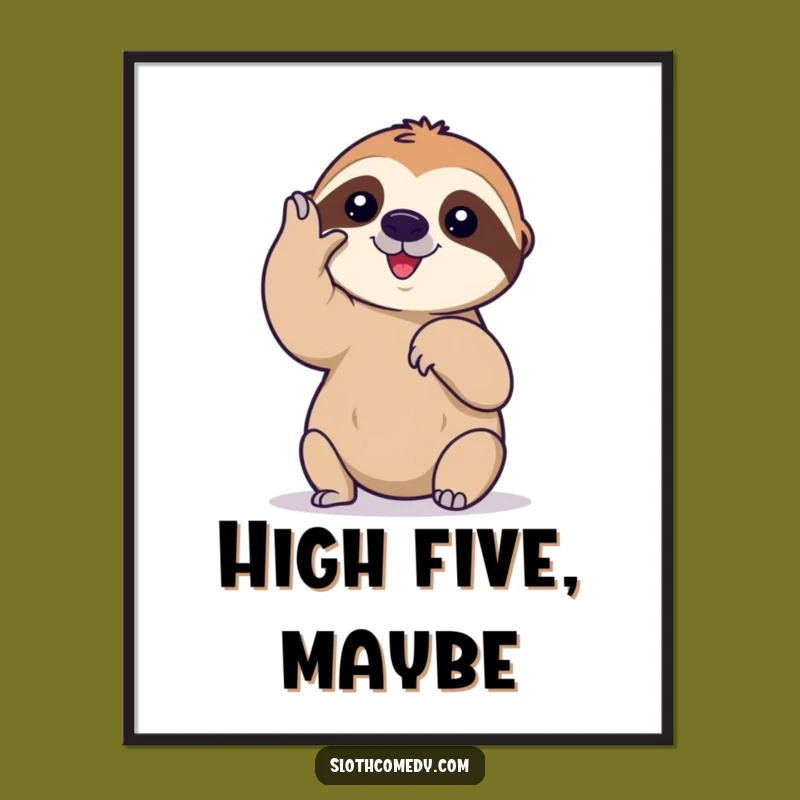 Funny Slow Sloth High Five Poster: Humorous Sloth Art Gift
