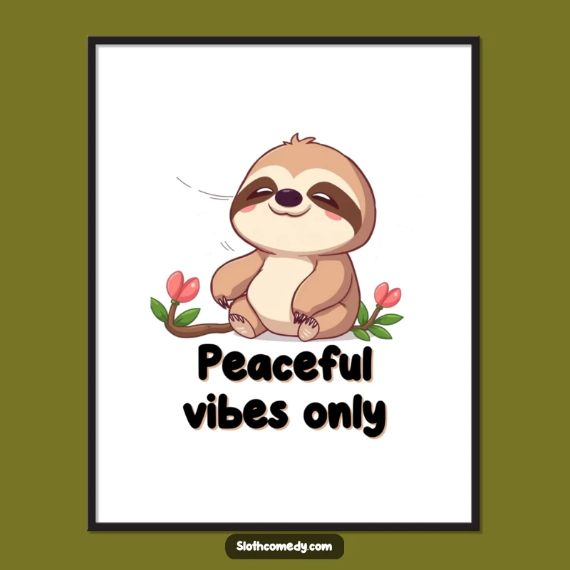Funny Peaceful Sloth Poster: Serene Breeze Art, a Calming Funny Gift