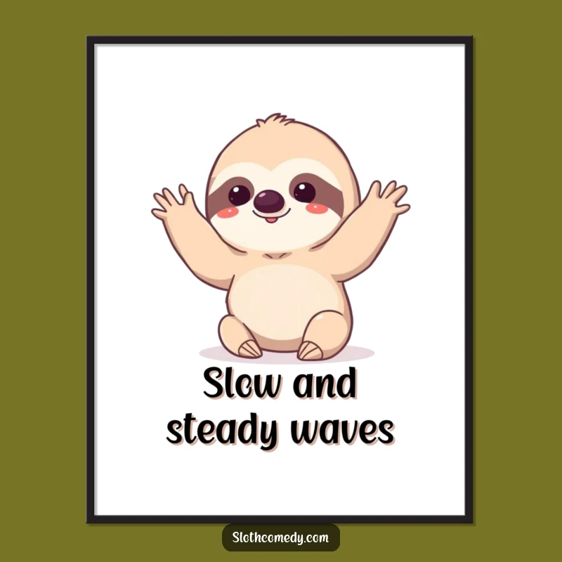 Funny Slow Wave Sloth Poster: Deliberate Kawaii Sloth Art for Humorous Walls