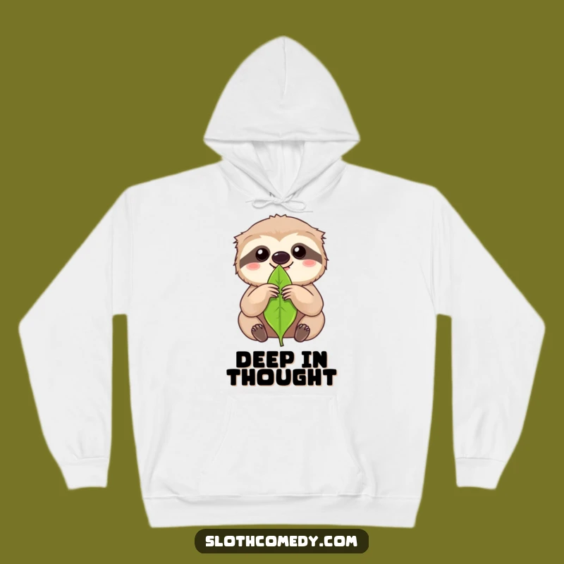 Funny Focused Sloth Leaf Hoodie: Intense Kawaii Sloth Comfort for Humorous Minds