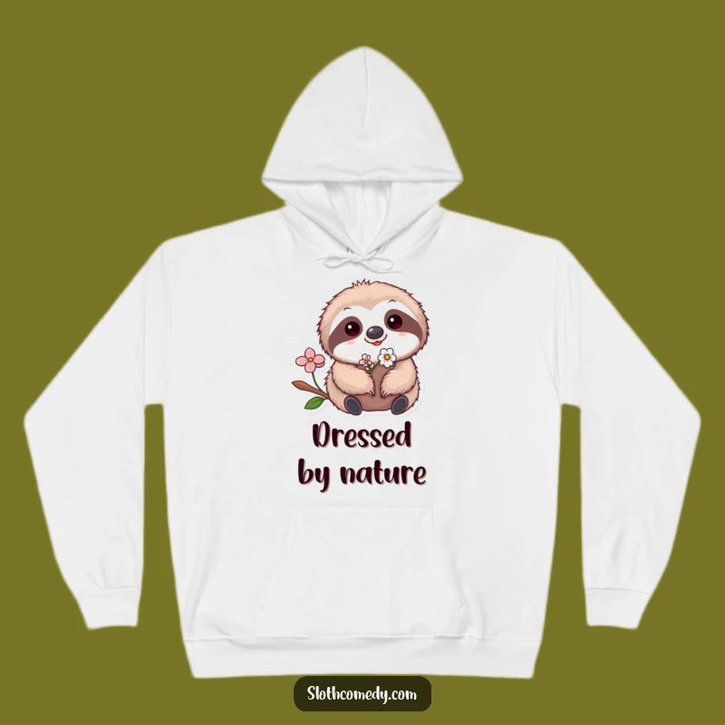 Funny Kawaii Sloth Flower Hoodie - Cute Sloth Sweatshirt, Hilarious Gift