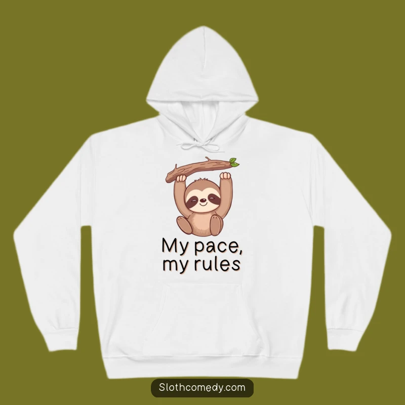 Funny Kawaii Sloth Hoodie: Cozy Chill, Slow Smile, Branch Design, Great Gift