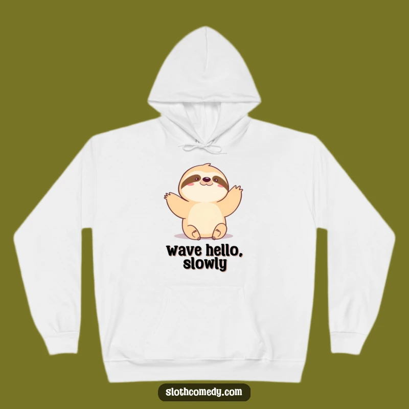 Funny Kawaii Sloth Slow Wave Hoodie - Cozy Gentle Greeting Apparel