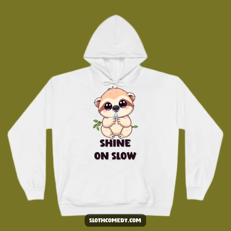 Magical Sloth Hoodie - Cozy Sparkling Eyes Sloth with Dewdrop, Dreamy Gift
