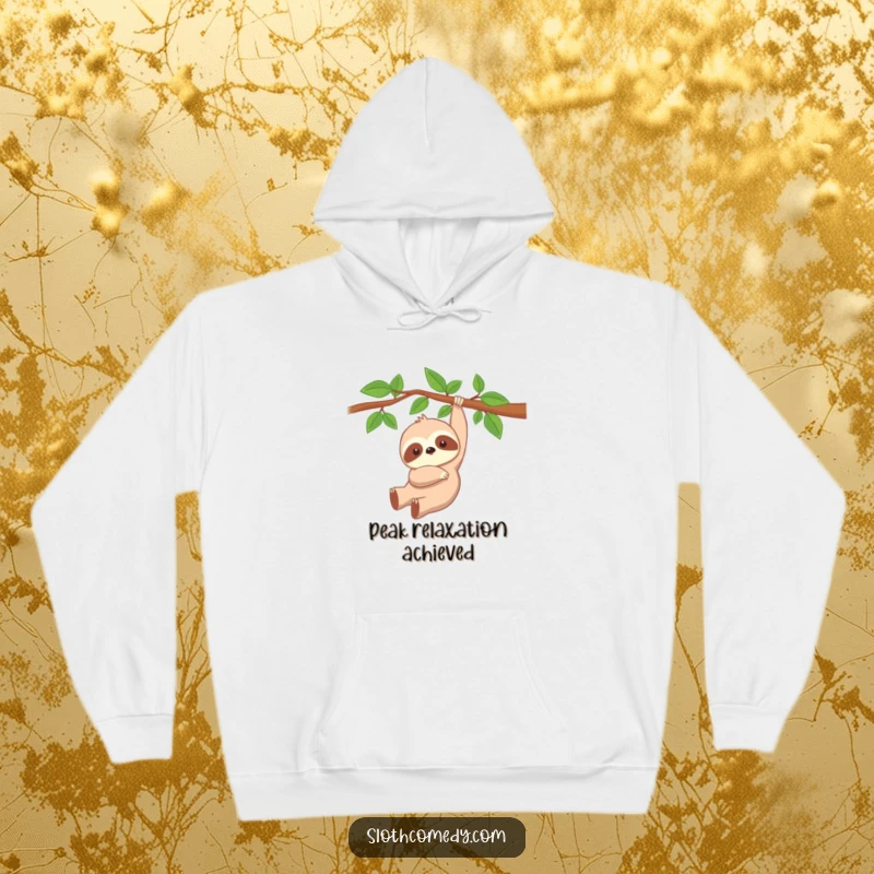 Funny Kawaii Sloth Hoodie featuring a cute, peacefully dangling sloth, perfect for cozy, humorous, and relaxed wear.