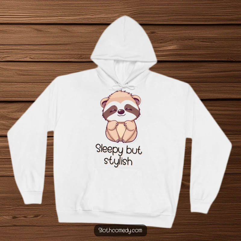 Funny Kawaii Sloth Wink Hoodie with a cute sloth giving a sleepy wink, perfect for cozy, humorous, and charming wear.