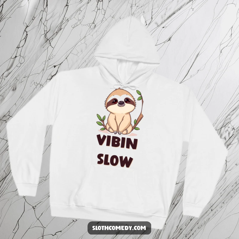 Funny Sloth Hoodie featuring a sloth with a curious head tilt, rendered in soft fabric for ultimate comfort and a humorous vibe.