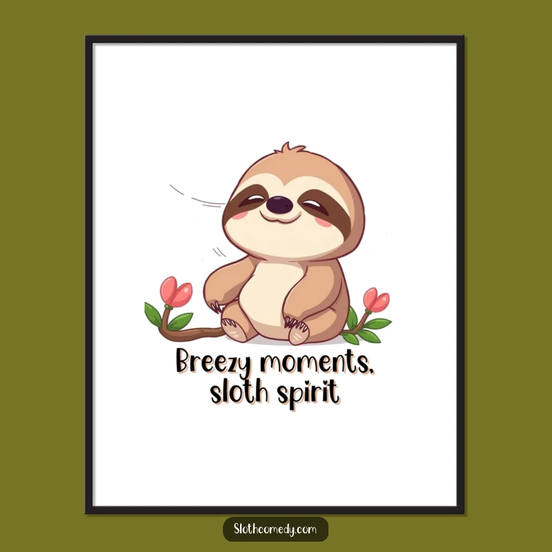 Free Printable Wall Art: Peaceful Sloth Breeze Funny Relaxing Decor