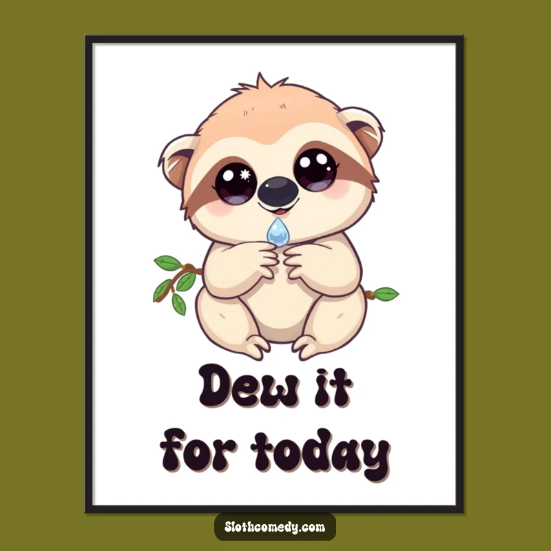 Free Printable Wall Art: Serene Sloth Dewdrop Downloadable Decor for Peaceful Spaces