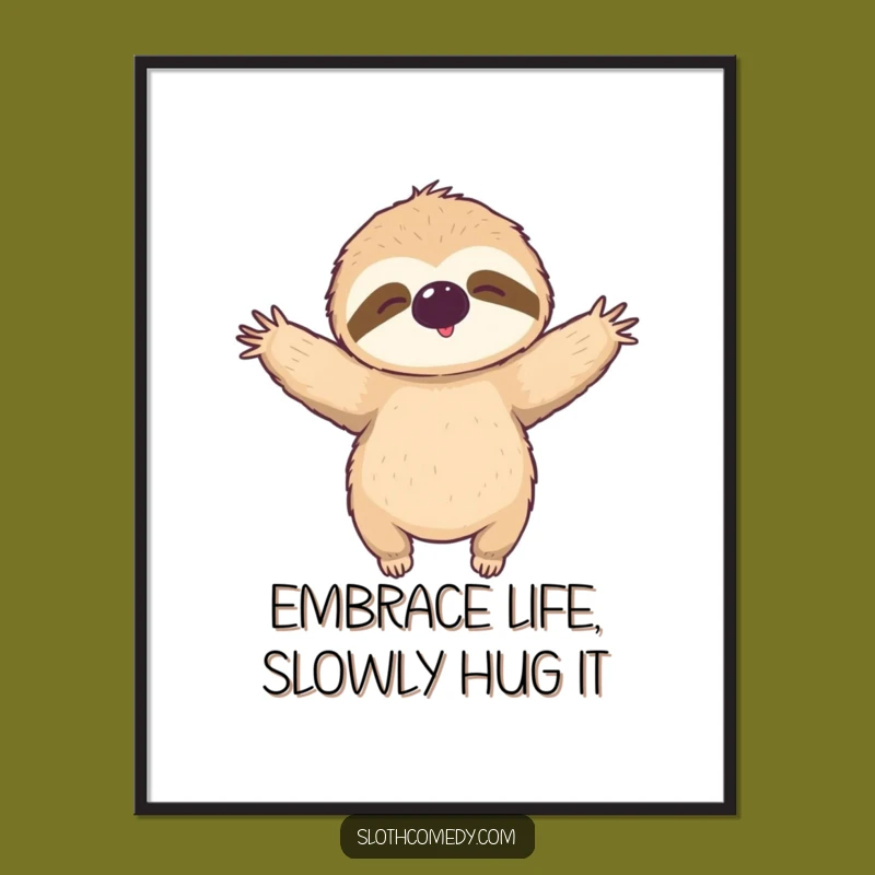 Free Printable Sloth Art: Relaxed Hug, Cozy Downloadable Decor