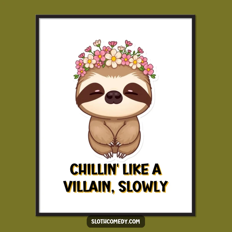Free Printable Sloth Wall Art: Crowned Nods, Funny Downloadable Decor