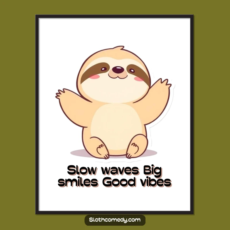 Free Printable Wall Art: Funny Kawaii Sloth Wave, Hilarious Downloadable Decor