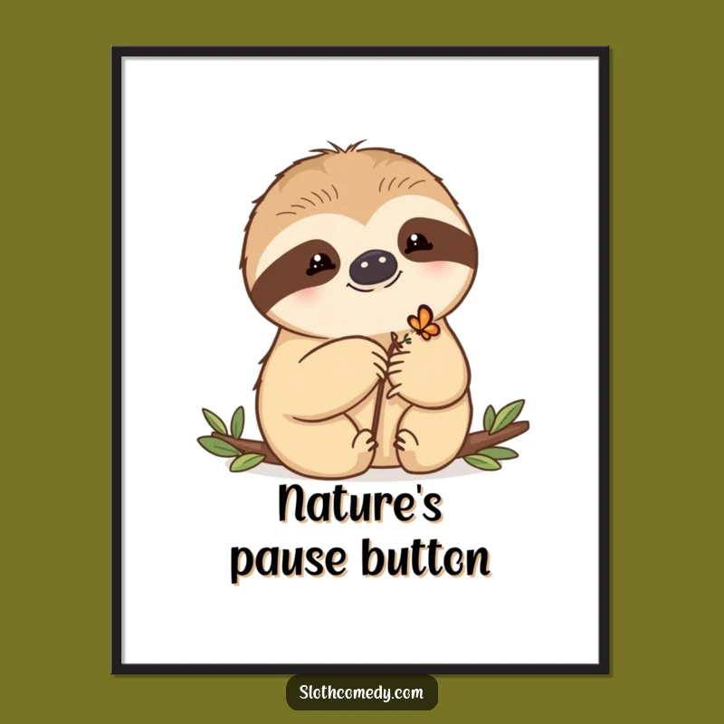 Free Printable Wall Art: Sloth Butterfly - Gentle Downloadable Decor