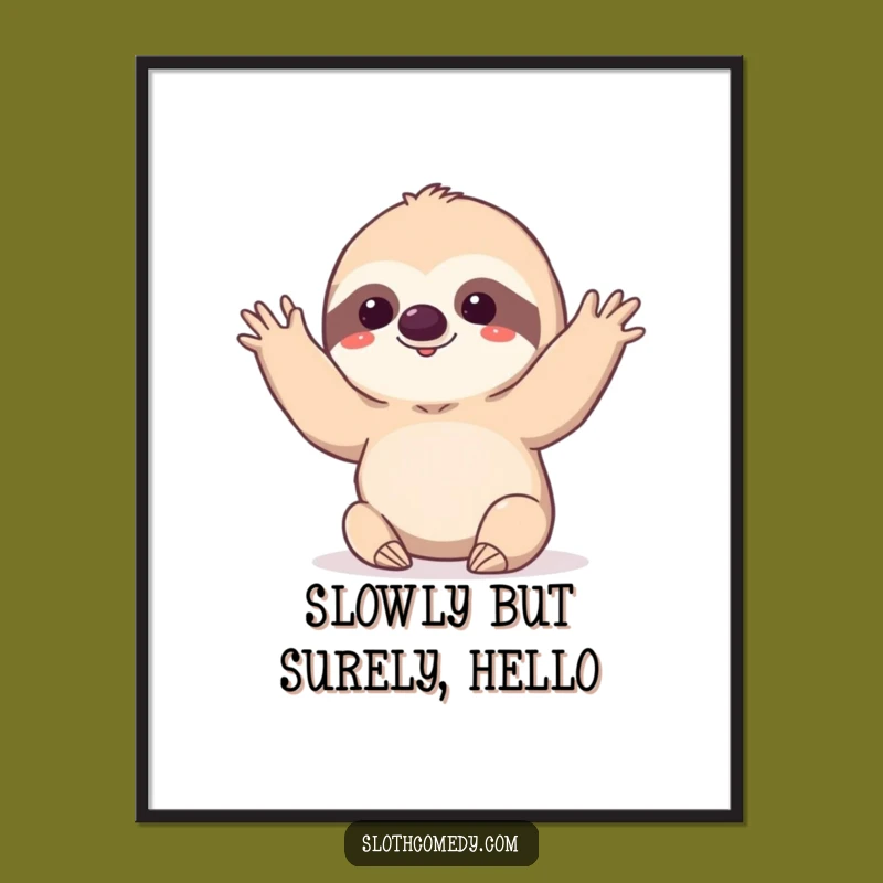 Free Printable Wall Art: Slow Wave Sloth Chill Vibes, Humorous Downloadable Decor Gift
