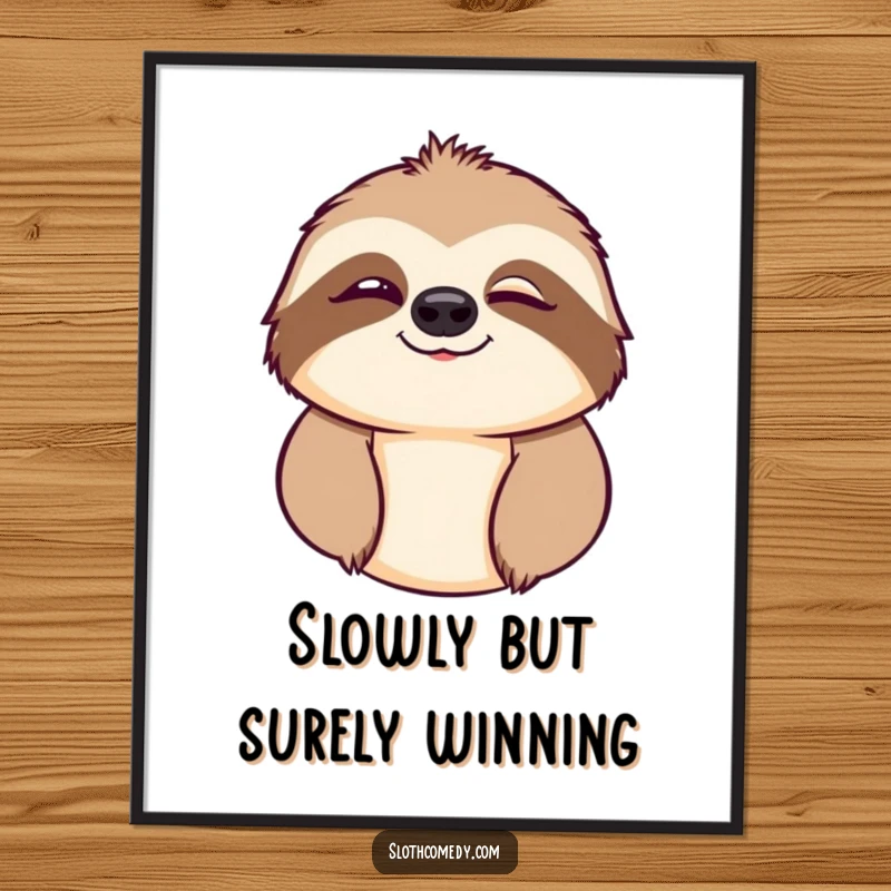 Funny Free Printable Wink Sloth Wall Art: A charming sloth winks playfully, adding humorous character to any room.