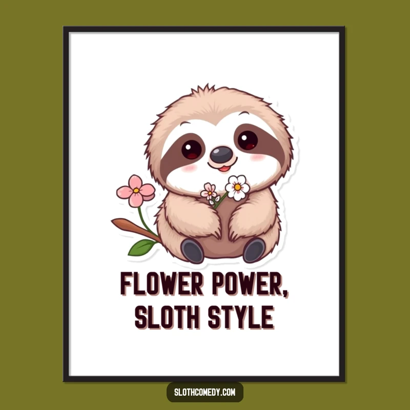 Funny Free Printable Wall Art: Flower Sloth! Cute Downloadable Art for Sweet Decor
