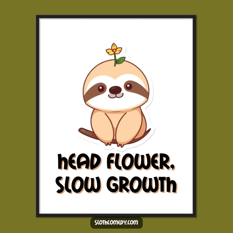 Free Printable Wall Art: Flower Sloth - Funny Downloadable Decor