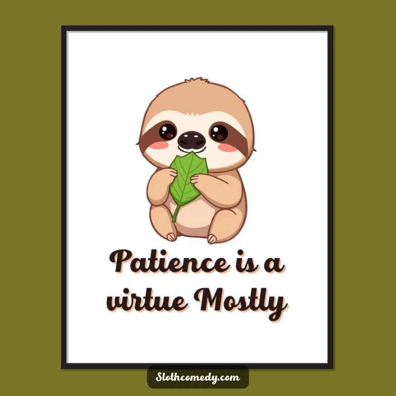 Funny Free Printable Wall Art: Patient Sloth Art, Humorous Downloadable Decor for Your Home